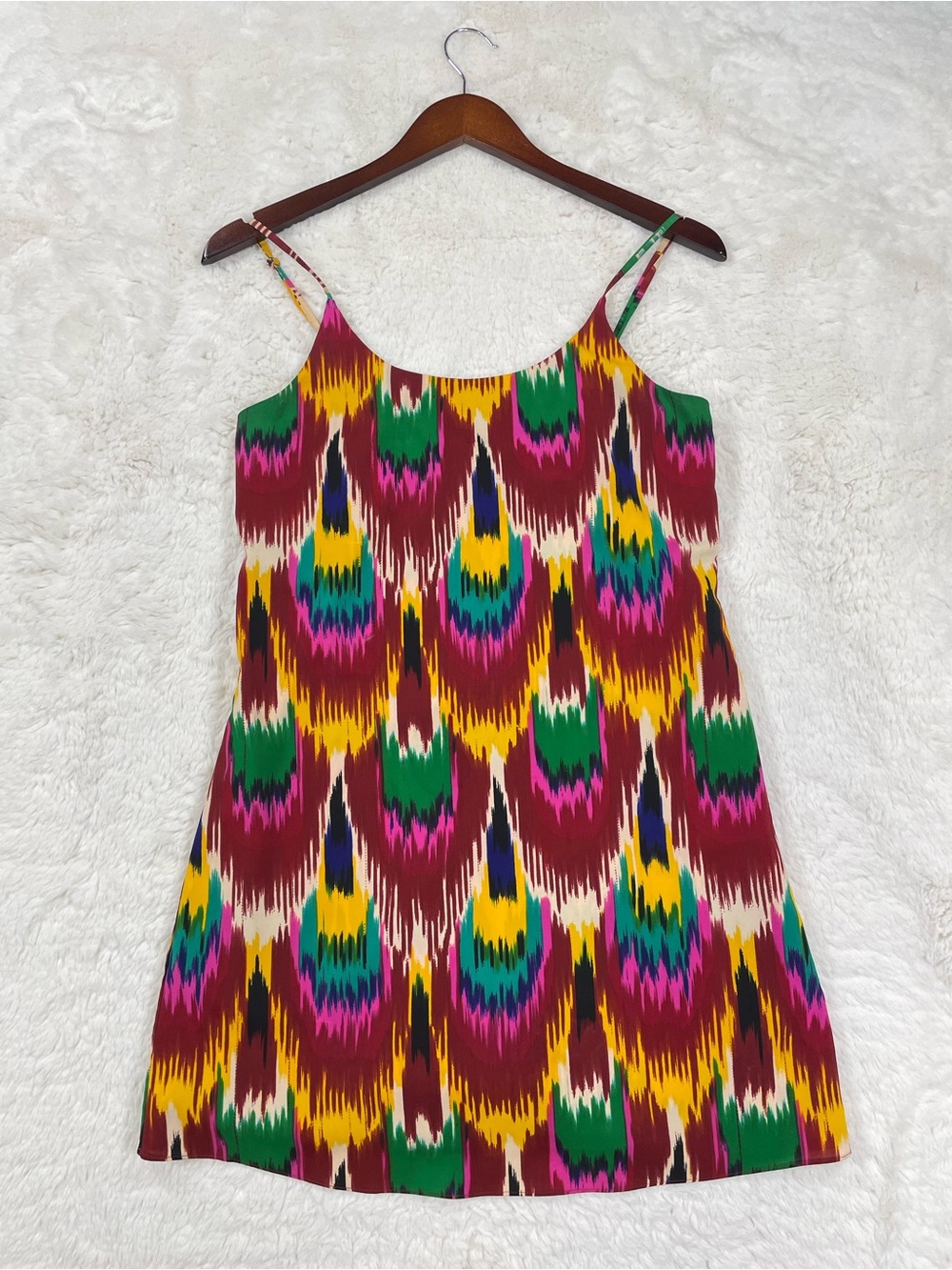Alice + Olivia Multicolor Ikat-Print Spaghetti Strap Mini Dress